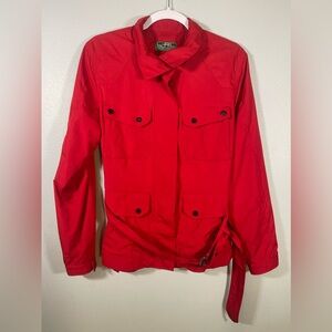 Lauren Ralph Lauren Active Zip Trench Rain Coat Valentine Red Belt Waist Size L
